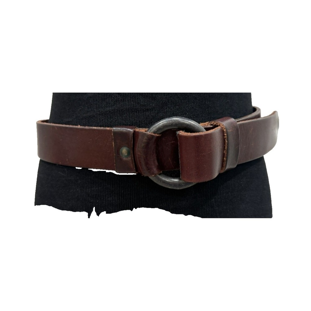 Vintage Fife & Drum by Paris Brown Cowhide Leather Belt Metal Loop 34 Unisex